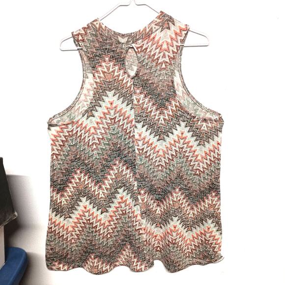 Multicolored Chevron Tribal Knit Sleeveless Blouse -Western Aztec Style (Size L) - Picture 2 of 3